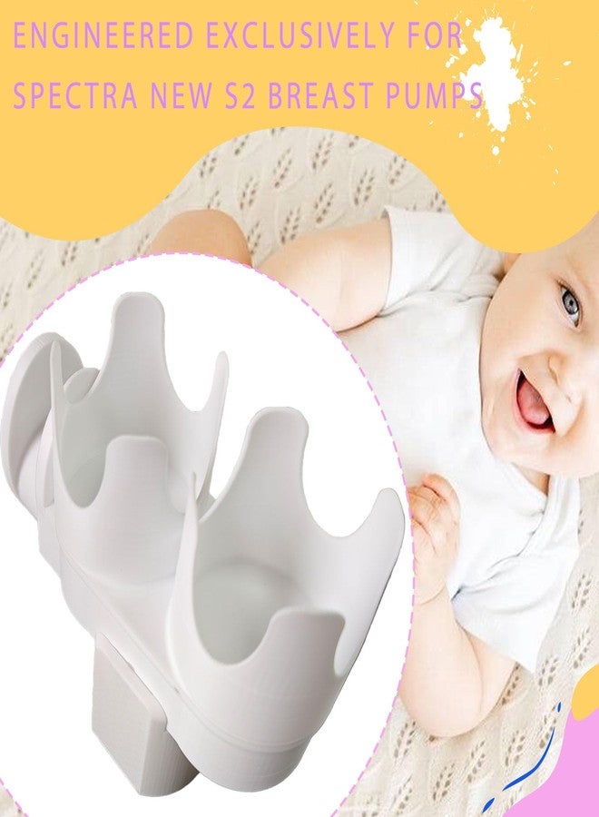 DMERHAC Breast Pump Bottle & Hose Holder for Spectra New S1/S2 (Section)- Dual Bottle Organizer with Hose Wrap Arm, Space-Saving Design, Tool-Free Easy Installation (White, New Breast Pump) - Image 5